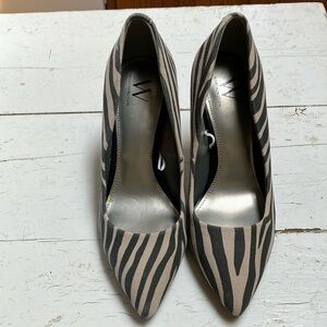 Worthington Women’s Zito Zebra Printed Sz 8 1/2 Pointed Toe 4” Stiletto Heels